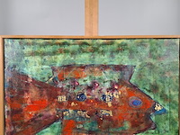 Acryl schilderij, maya wildevuur, vissen, 1993 - afbeelding 3 van  8