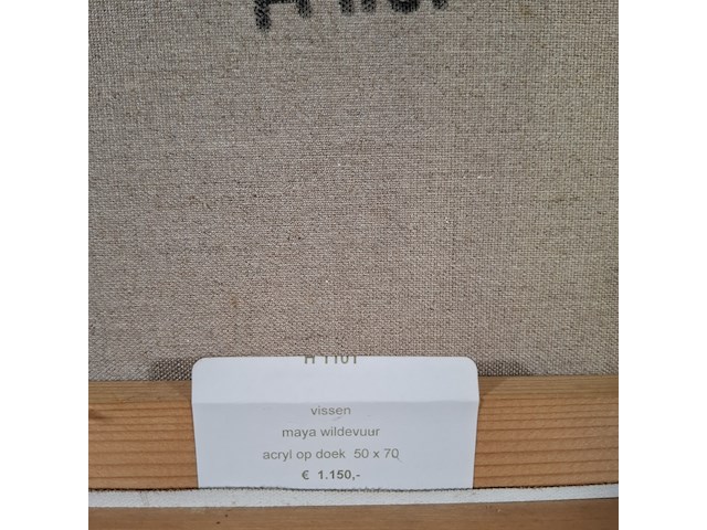 Acryl schilderij, maya wildevuur, vissen, 1993 - afbeelding 6 van  8