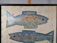 Acryl schilderij, maya wildevuur, vissen, 1996 - afbeelding 5 van  11