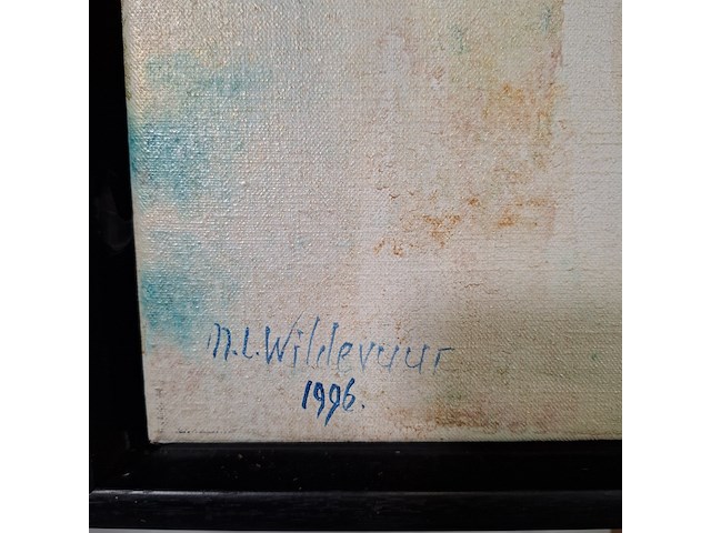 Acryl schilderij, maya wildevuur, vissen, 1996 - afbeelding 8 van  11