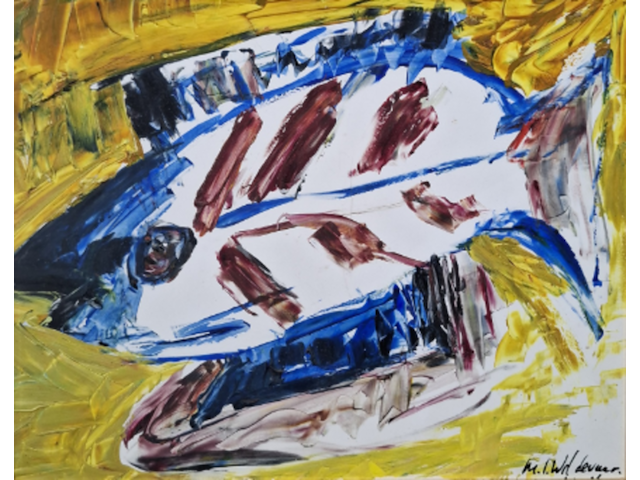 Acryl schilderij, maya wildevuur, vissen - afbeelding 1 van  10