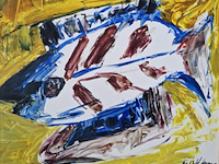 Acryl schilderij, maya wildevuur, vissen - afbeelding 1 van  10