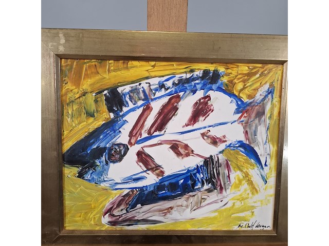 Acryl schilderij, maya wildevuur, vissen - afbeelding 3 van  7