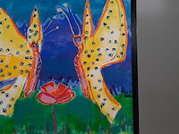 Acryl schilderij, maya wildevuur, vlinders, 1994 - afbeelding 4 van  9