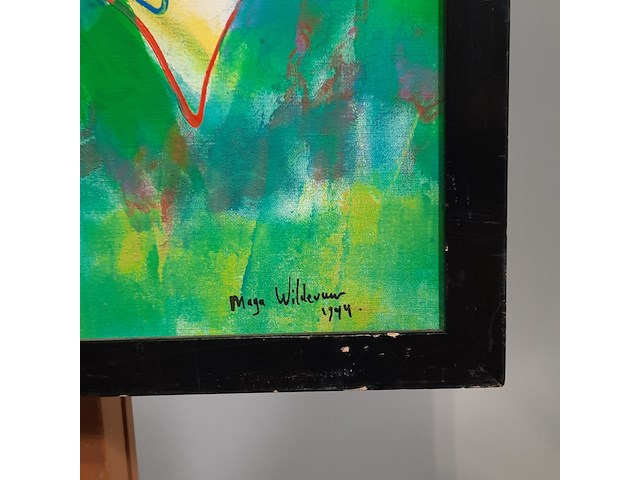 Acryl schilderij, maya wildevuur, vlinders, 1994 - afbeelding 7 van  9