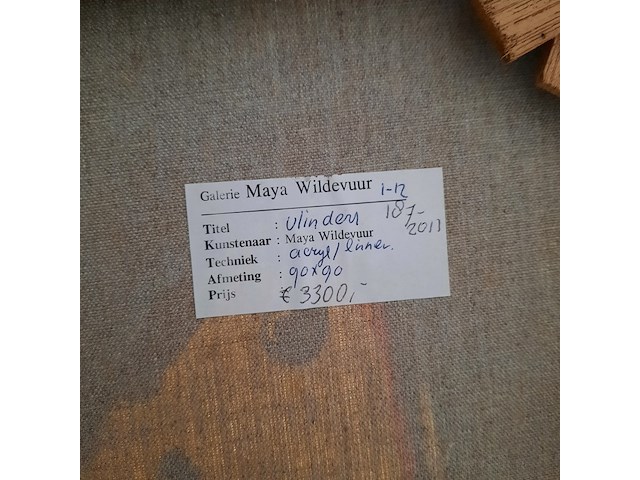 Acryl schilderij, maya wildevuur, vlinders, 1994 - afbeelding 9 van  9