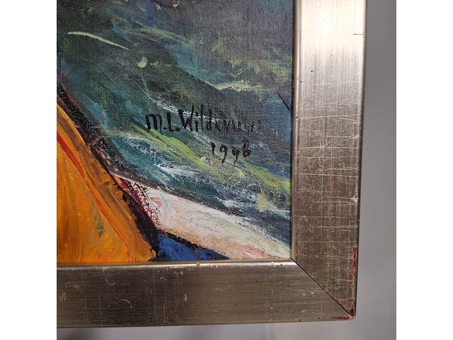 Acryl schilderij, maya wildevuur, vrouw, 1996 - afbeelding 7 van  11