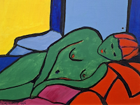 Acryl schilderij, maya wildevuur, vrouw, 1996 - afbeelding 1 van  7