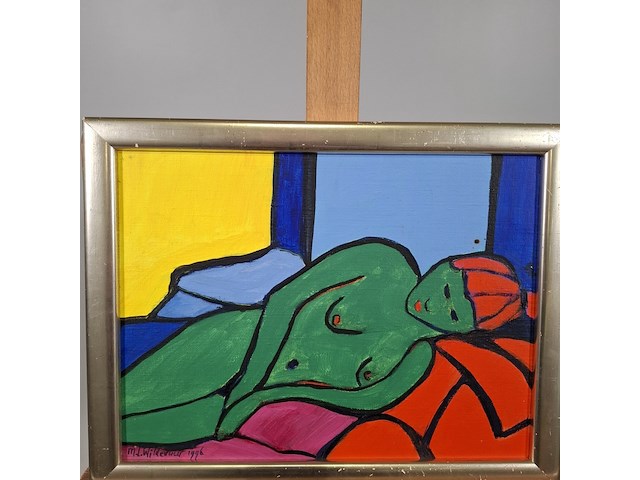 Acryl schilderij, maya wildevuur, vrouw, 1996 - afbeelding 2 van  7