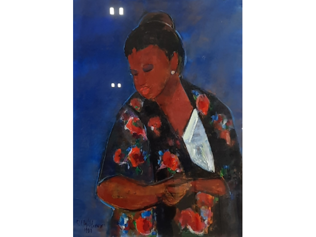 Acryl schilderij, maya wildevuur, vrouw, 1999 - afbeelding 1 van  8