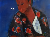 Acryl schilderij, maya wildevuur, vrouw, 1999