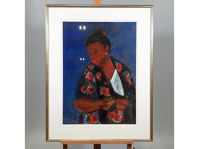 Acryl schilderij, maya wildevuur, vrouw, 1999 - afbeelding 2 van  8