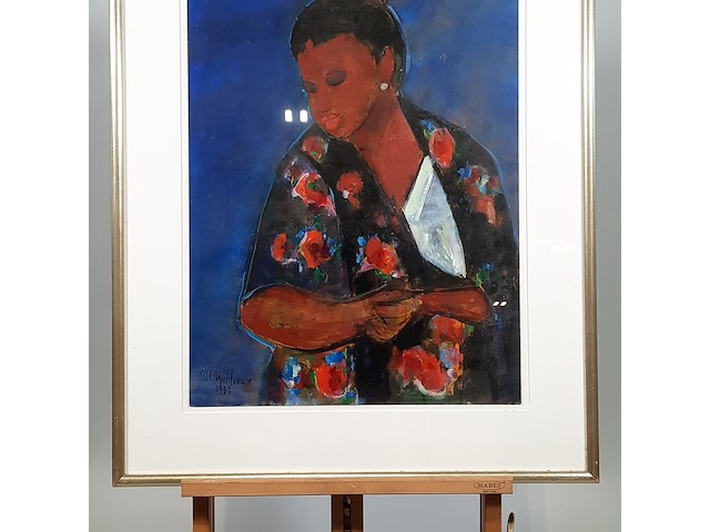 Acryl schilderij, maya wildevuur, vrouw, 1999 - afbeelding 4 van  8