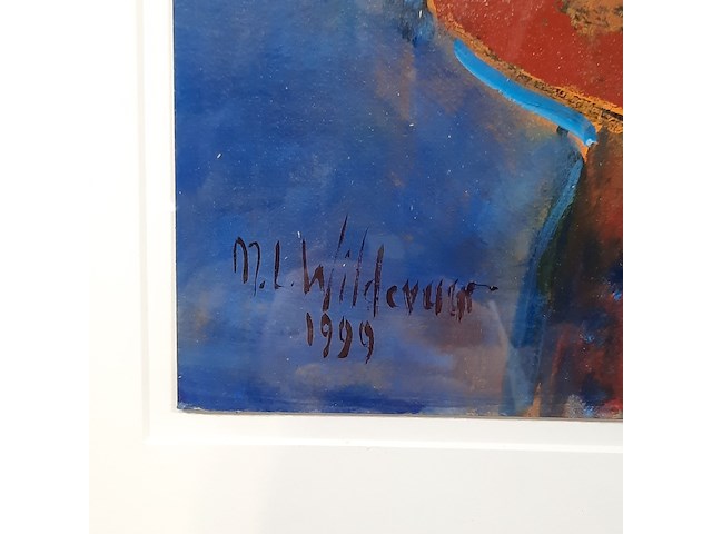 Acryl schilderij, maya wildevuur, vrouw, 1999 - afbeelding 6 van  8
