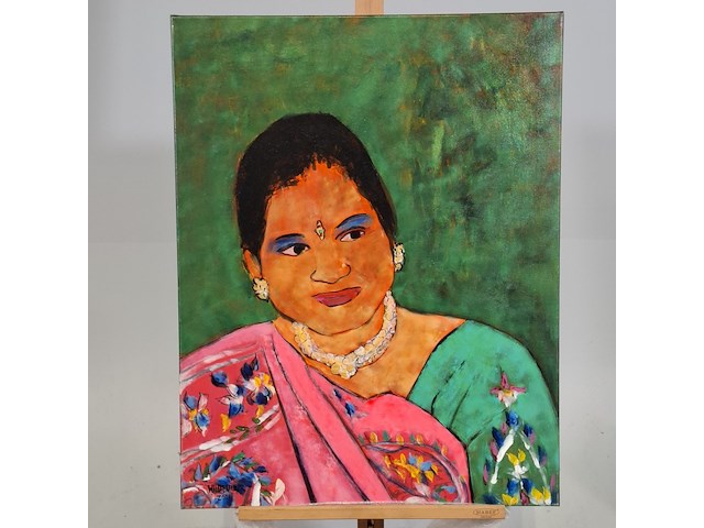 Acryl schilderij, maya wildevuur, vrouw india, 2001 - afbeelding 2 van  8