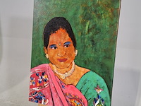 Acryl schilderij, maya wildevuur, vrouw india, 2001 - afbeelding 4 van  8
