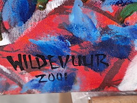 Acryl schilderij, maya wildevuur, vrouw india, 2001 - afbeelding 5 van  8