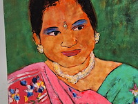 Acryl schilderij, maya wildevuur, vrouw india, 2001 - afbeelding 6 van  8