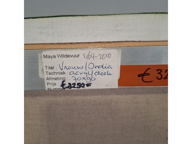 Acryl schilderij, maya wildevuur, vrouw india, 2001 - afbeelding 8 van  8