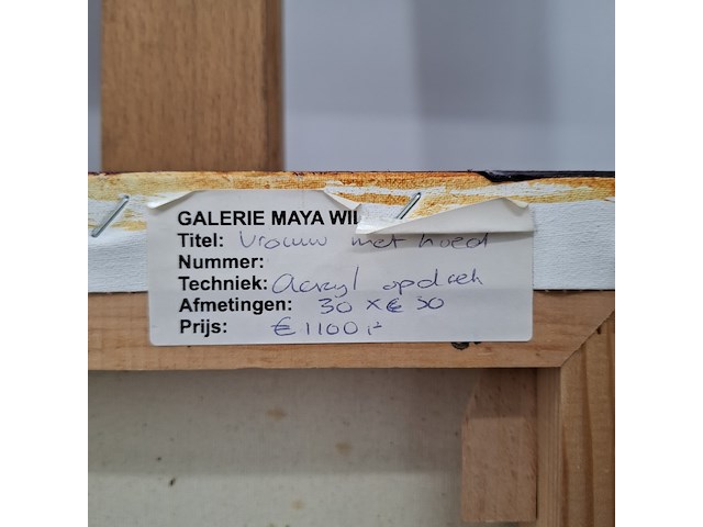 Acryl schilderij, maya wildevuur, vrouw met hoed, 2004 - afbeelding 2 van  10