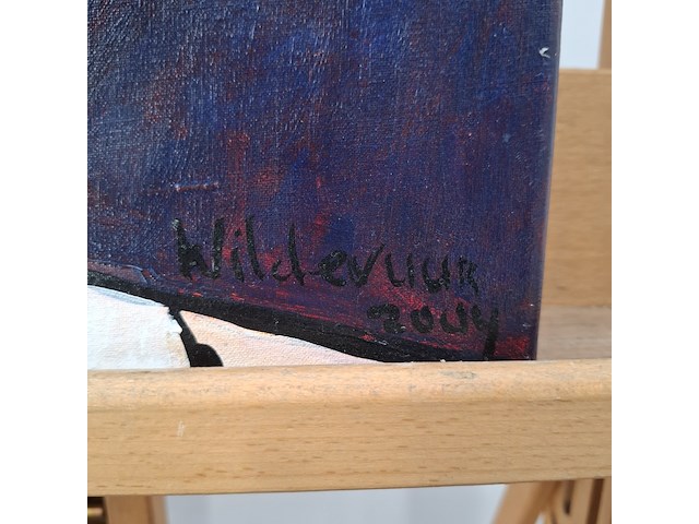 Acryl schilderij, maya wildevuur, vrouw met hoed, 2004 - afbeelding 6 van  10