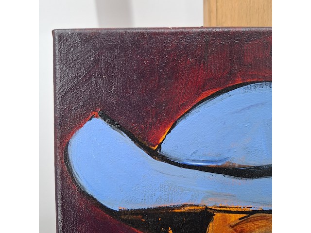 Acryl schilderij, maya wildevuur, vrouw met hoed, 2004 - afbeelding 11 van  12