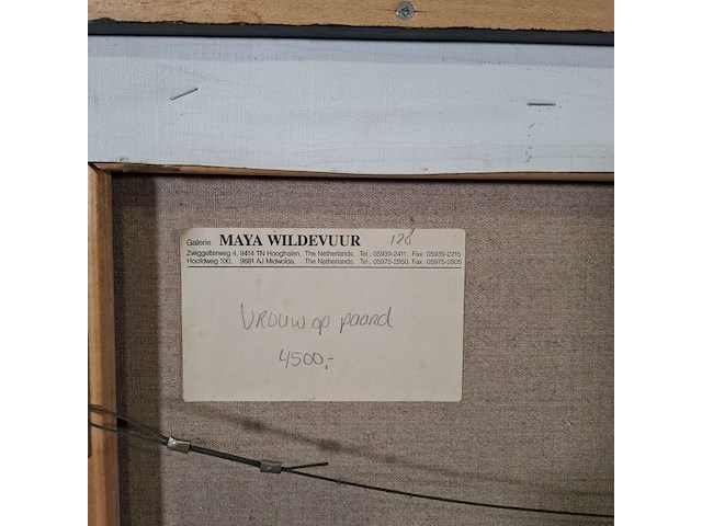 Acryl schilderij, maya wildevuur, vrouw op paard, 1993 - afbeelding 2 van  10