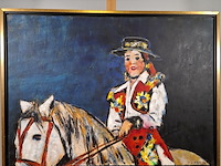 Acryl schilderij, maya wildevuur, vrouw op paard, 1993 - afbeelding 3 van  10