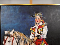 Acryl schilderij, maya wildevuur, vrouw op paard, 1993 - afbeelding 4 van  10
