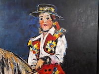 Acryl schilderij, maya wildevuur, vrouw op paard, 1993 - afbeelding 5 van  10
