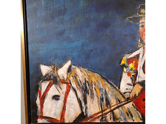 Acryl schilderij, maya wildevuur, vrouw op paard, 1993 - afbeelding 6 van  10