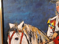Acryl schilderij, maya wildevuur, vrouw op paard, 1993 - afbeelding 6 van  10