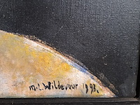 Acryl schilderij, maya wildevuur, vrouw op paard, 1993 - afbeelding 7 van  10
