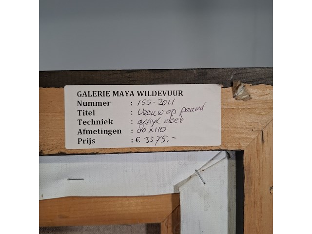 Acryl schilderij, maya wildevuur, vrouw op paard, 1993 - afbeelding 10 van  10