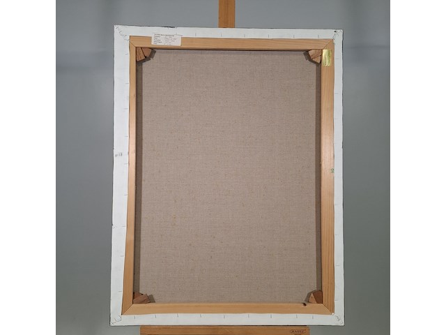 Acryl schilderij, maya wildevuur, vrouw op stoel, 1994 - afbeelding 6 van  7