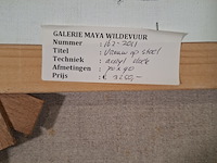 Acryl schilderij, maya wildevuur, vrouw op stoel, 1994 - afbeelding 7 van  7