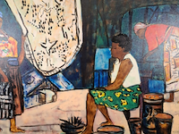 Acryl schilderij, maya wildevuur, vrouwen op de markt, 2001 - afbeelding 1 van  8