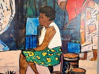 Acryl schilderij, maya wildevuur, vrouwen op de markt, 2001 - afbeelding 3 van  8