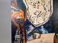 Acryl schilderij, maya wildevuur, vrouwen op de markt, 2001 - afbeelding 5 van  8