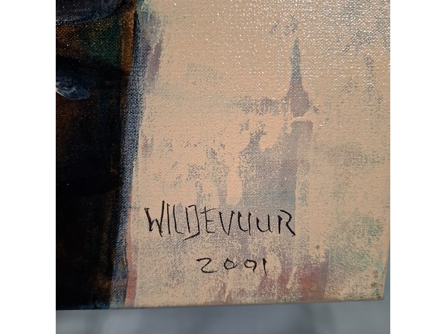 Acryl schilderij, maya wildevuur, vrouwen op de markt, 2001 - afbeelding 6 van  8