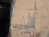 Acryl schilderij, maya wildevuur, vrouwen op de markt, 2001 - afbeelding 6 van  8