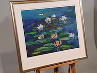 Acryl schilderij, maya wildevuur, waterlelies, 1998 - afbeelding 2 van  6