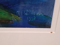 Acryl schilderij, maya wildevuur, waterlelies, 1998 - afbeelding 4 van  6