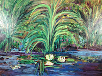 Acryl schilderij, maya wildevuur, waterlelies autun, 2011 - afbeelding 1 van  6