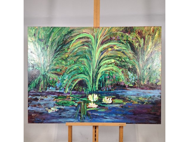Acryl schilderij, maya wildevuur, waterlelies autun, 2011 - afbeelding 2 van  6