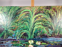 Acryl schilderij, maya wildevuur, waterlelies autun, 2011 - afbeelding 3 van  6