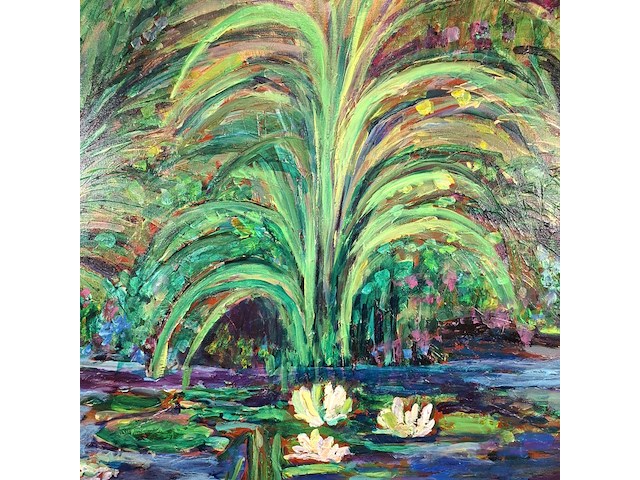 Acryl schilderij, maya wildevuur, waterlelies autun, 2011 - afbeelding 5 van  6
