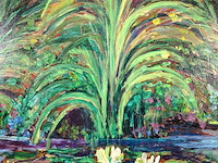 Acryl schilderij, maya wildevuur, waterlelies autun, 2011 - afbeelding 5 van  6