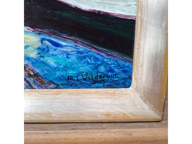 Acryl schilderij, maya wildevuur, zonsondergang, 2017 - afbeelding 6 van  10