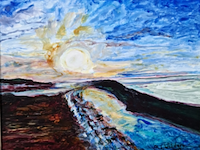Acryl schilderij, maya wildevuur, zonsondergang, 2017 - afbeelding 1 van  10